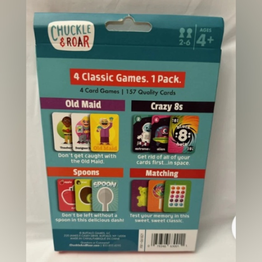 New Chucks & Roar 4-Pack Card Games - Old Maid, Crazy 8’s, Spoons & Matching. - Picture 2 of 2